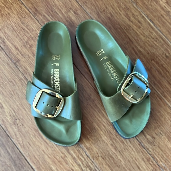 Birkenstock Olive Green Oiled Leather Madrid Sandals Size 37 EU 6 US - Picture 2 of 5